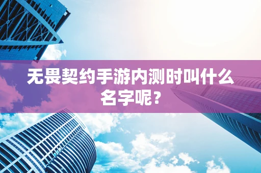 无畏契约手游内测时叫什么名字呢？